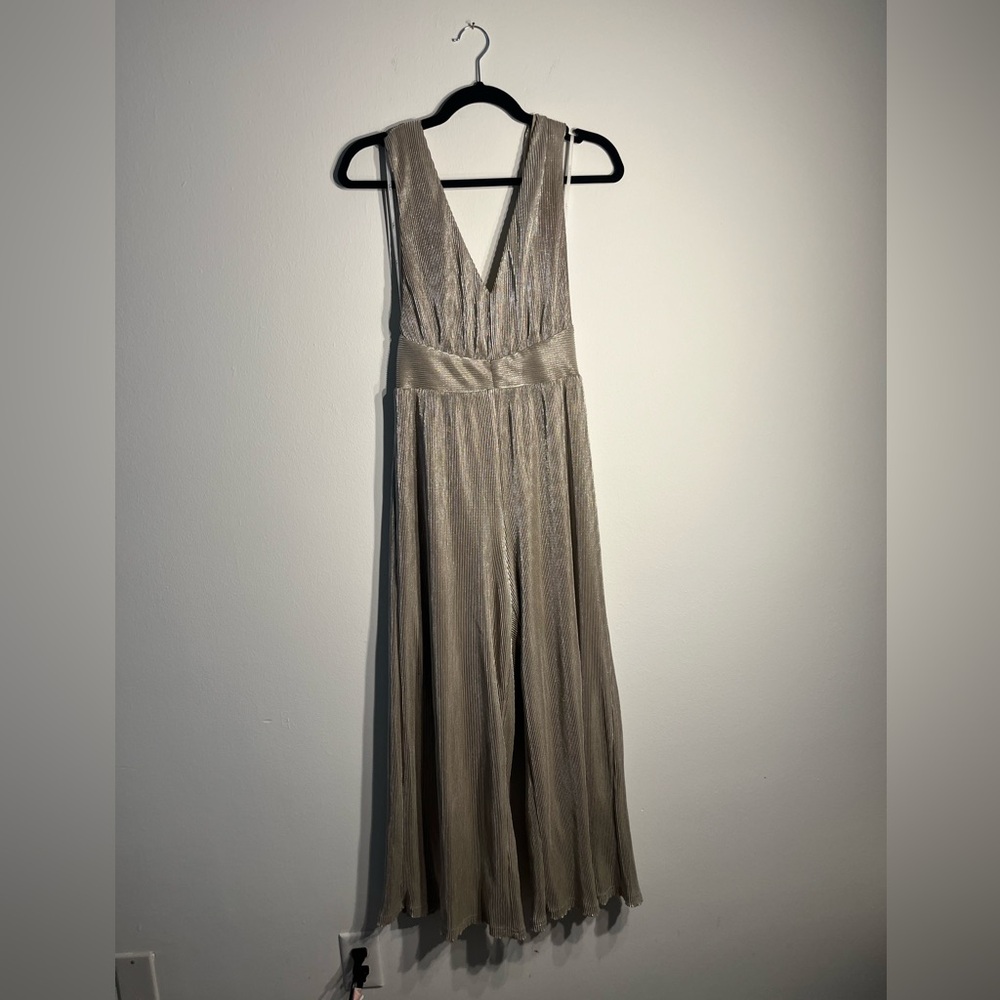 Lulu’s Silver Pleated Jumpsuit